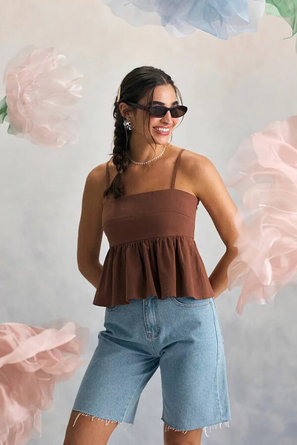 Blusa Peplum marrom - Imagem 5