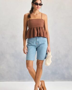 Blusa Peplum marrom