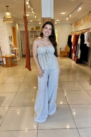 Calça Stripes pérola