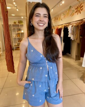 Blusa florir azul