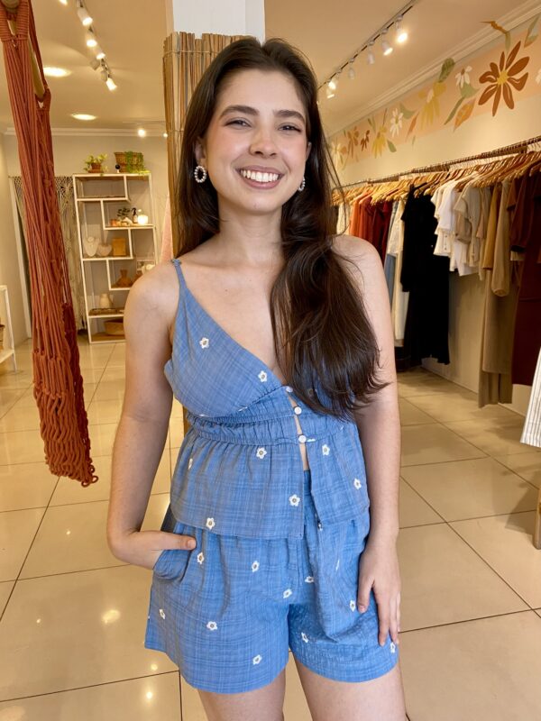 Blusa florir azul