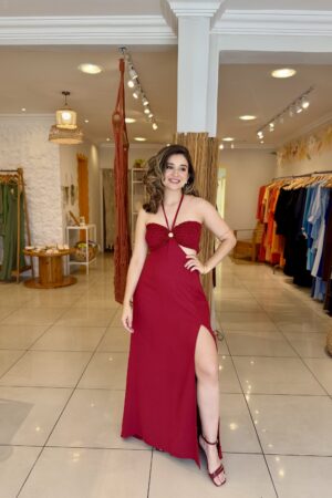 Vestido Arraial Bordô